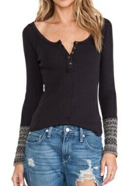 Free People Alpine Cuff Newbie Thermal in Black Size Small